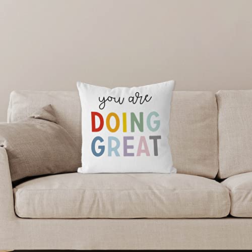Iwxyi Inspirational Quote You Are Doing Great Throw Pillow Cover 18X18 Inch,Postive Sayings Cushion Pillow Case Home Decoration,Motivational Decorative Pillow Case For Office Classroom Playroom Decor #TOP2
