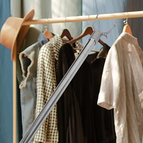 Yardwe Metal Clothesline Props Retractable Clothes Rods Long Dressing Sticks Clothes Drying Pole Outdoor Coat Hanger For Drying Dressing (White) 131Cm #TOP5