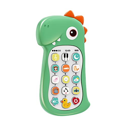 Educational Dinosaur Phone Toy for Toddlers - Musical Learning Device for Kids Birthdays - Interactive Play Phone Light Features Pretend Play (Green, One Size)