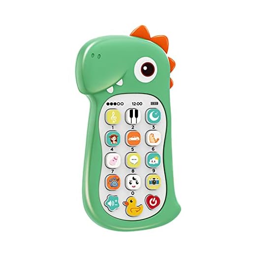 Dinosaur Phone Toy Early Learning Educational Musical Pretend Play Device Interactive Light Up Toddler for Boys Girls Kids (Green, One Size)