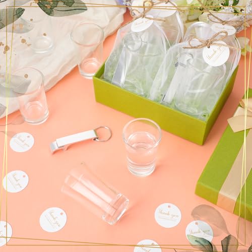 Honeydak 100pcs Wedding Favors for Guests Bulk Including Glass Shot Glasses, Bottle Opener Keychains, Thank You Cards, Organza Bag Wedding Souvenirs Gift for Newlyweds Bridal Shower Party(Silver) by Honeydak - Image 5