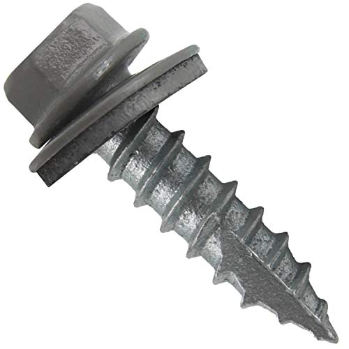 #14 Metal ROOFING SCREWS: (250) Screws x 1" CHARCOAL Hex Head Sheet Metal Roof Screw. Self starting/tapping metal to woodsheet metal screws with EPDM washer. for corrugated roofing