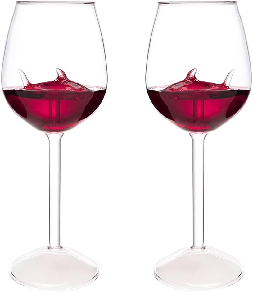 kucehiup Shark Wine Glasses Red Wine Glass with Shark Inside 300ml/10oz Goblet