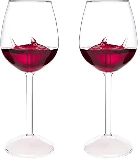 kucehiup Shark Wine Glasses Red Wine Glass with Shark Inside 10oz Goblet