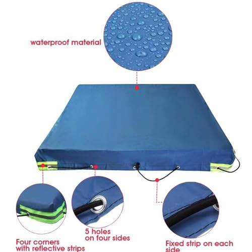 Utility Trailer Cover Flat Tarpaulin with Reflective Strips for All Seasons, Tear Resistant, Fits Most Trailers Cover, 214x122x13cm3