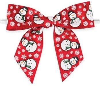 Weststone Christmas Plaid Pre-Tied Bow Set of 50, Twist Tie Bows Satin Bowtie Set, Bow Tie for Food & Gift Package, Christmas Party, Halloween, Birthdays, Weddings, Size 3-1/2"