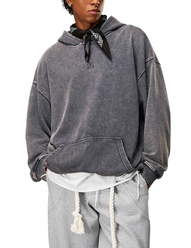 Aelfric Eden Washed Plain Hoodies For Men Women Vintage Acid Wash Oversized Sweatshirts Casual Streetwear Pullover Hoodie