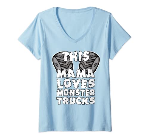 Mujer Esta mamá ama ama Monster Trucks - Regalo de mamá Camiseta Cuello V