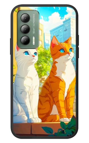 RWUTYTIUL for Cricket Outlast/AT&T Jetmore Cute Case, White Orange Cat