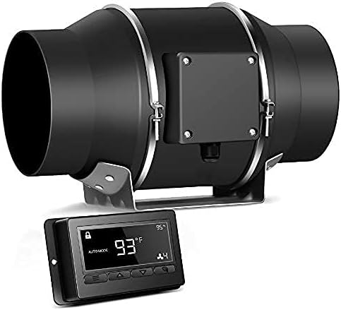 MICROMALL Quiet 6” Inline Duct Fan with Temperature Humidity Controller - Ventilation Exhaust Fan Using for Heating Cooling Booster, Grow Tents, Hydroponics, Home use Ventilation and Exhaust Blower.