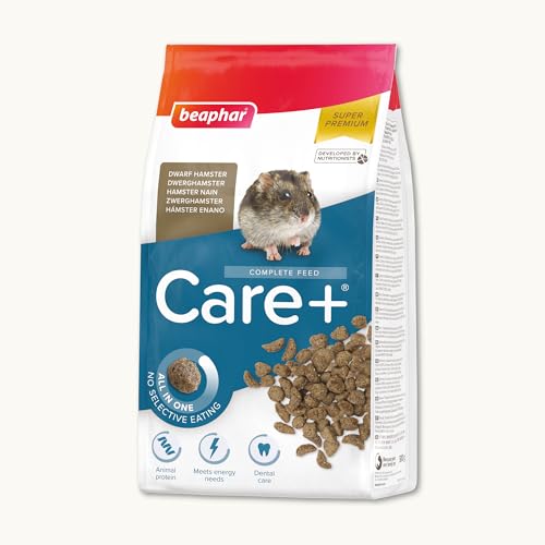 BEAPHAR – Care+® – Alimentation Super Premium extrudée pour Hamster Nain – Aux protéines animales – Haute digestibilité & Valeur énergétique – Usure Naturelle des Dents – Granulés Tout-en-Un – 500g