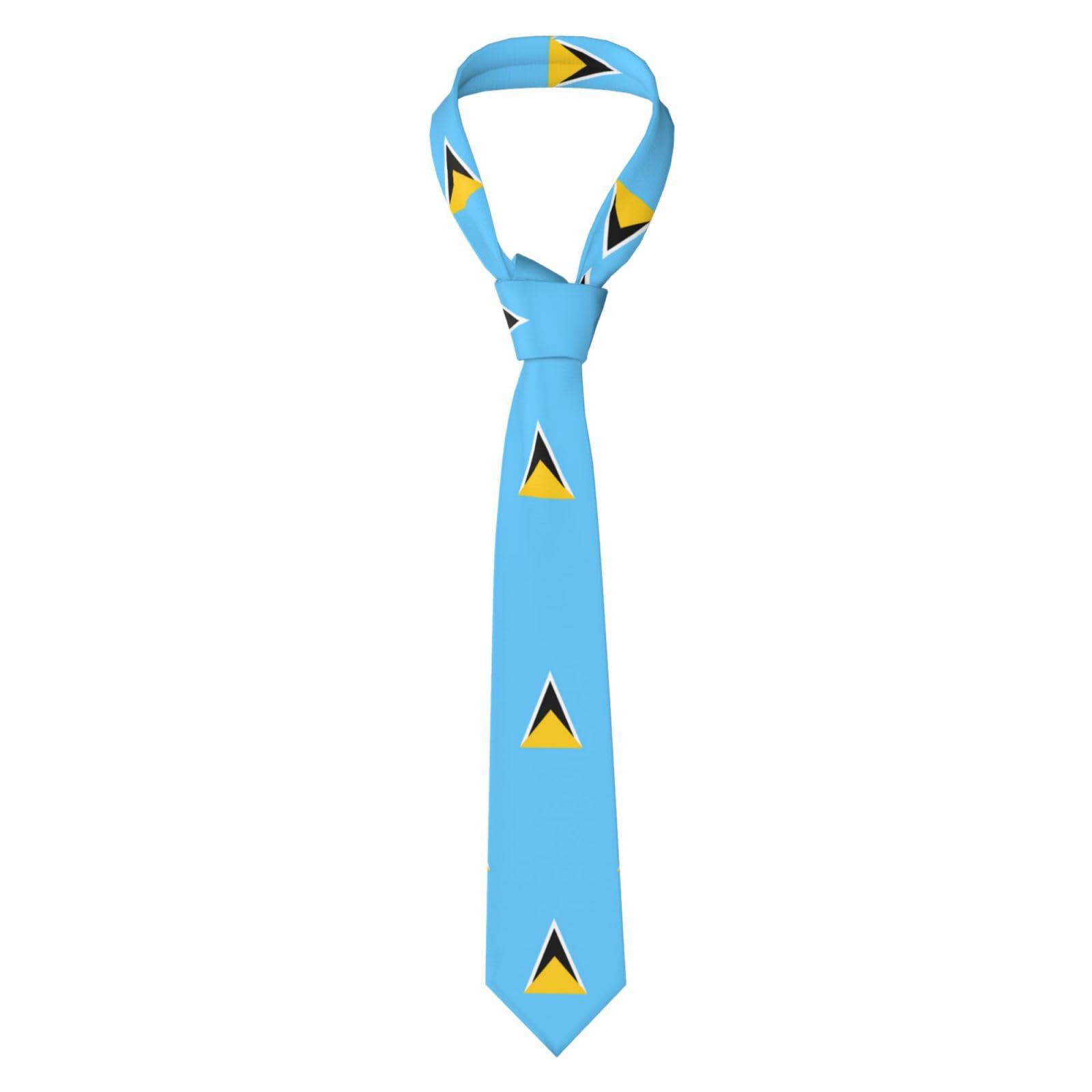 Dlxw Men's Black Flag Of Saint Lucia Printed Tie Business Formal Tie