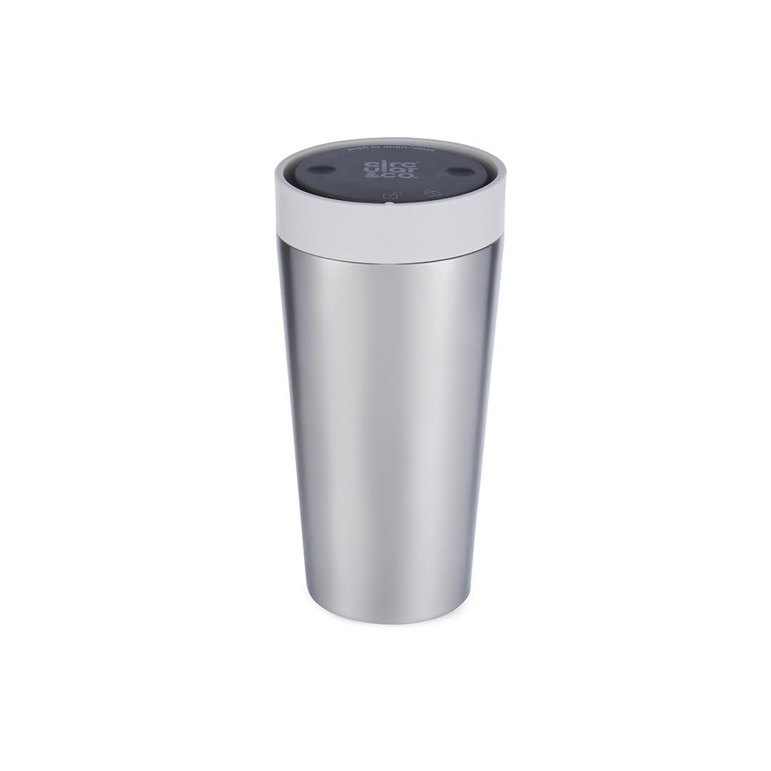 Circular Stainless Steel Travel Mug 12oz Pebble White