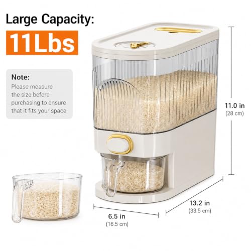 11-Pound Transparent High-Capacity Rice Bin Features a Lid, Time Scale, and Measuring Cup，a Sealed Moisture Proof Grain Storage Container Suitable for Storing Rice, Corn, and More. (11, Pounds) by LavStow - Image 4
