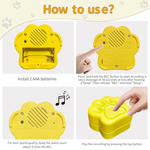 MMGGAISH 6 Colorful Dog Training Buttons, Paw Recording Button, Dog Communication Buttons, Waterproof Pad, Training Stickers - Image 3