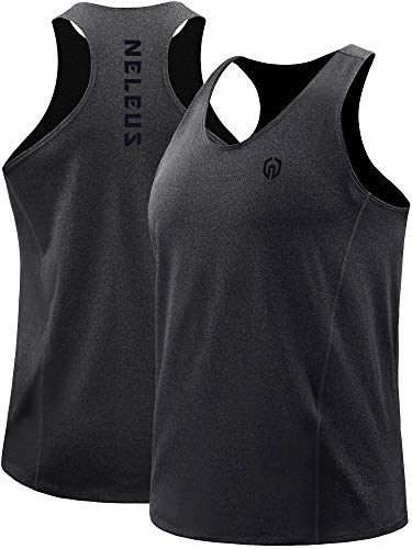 NELEUS Men's 3 Pack Running Tank Top Dry Fit Y-Back Athletic Workout Tank Tops,5069,Grey Black,Slate Gray,Navy,US S,EU M by NELEUS - Used condition - Image 4