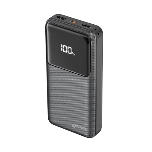 Geonav Power Bank, Carregador Portátil Universal 20.000mAh, Carga rápida, 2 saídas USB-A (até 18W quick charge) e 1 USB-C (até 20W Power Delivery), Led Indicador de Bateria, PB20K20W1PBK, Preto