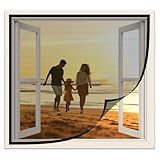 Cortina de malla para ventana con pantalla 90x120cm Sello magnético hacia arriba y hacia abajo,cierre automático,mantiene el aire fresco en el interior,Negro