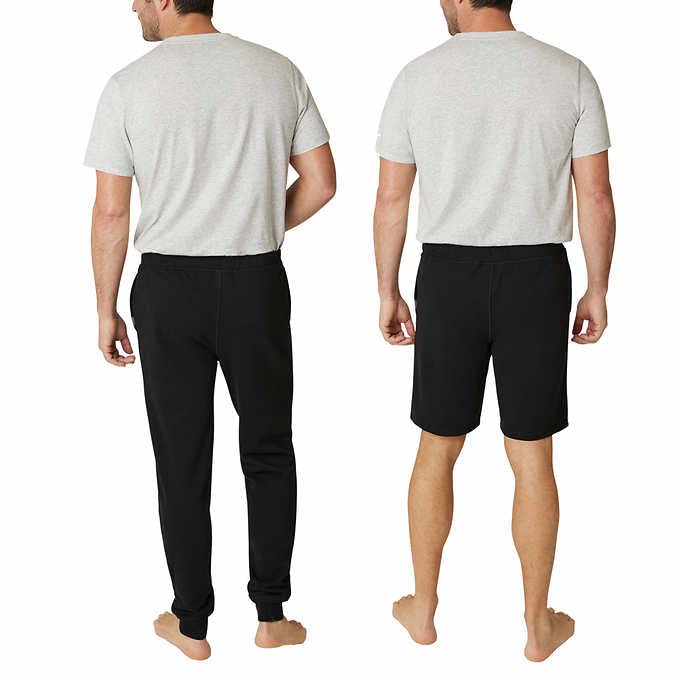 Eddie Bauer Men's Pajama Set - 3 Piece Sleep T-Shirt, Jogger Pant, and Lounge Short, Black Bottom & Heather Gray Top, SIZE MEDIUM2