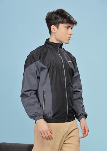 Image of Dollar Men's Polyester Colourblock Windcheater Jacket With Zipper Pockets