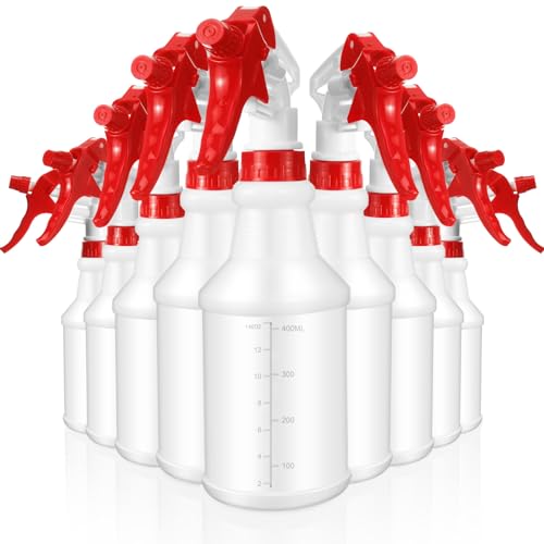 Gandeer 10 Pack Spray Bottles 16 Oz Empty Water Spray Bottles for Cleaning Heavy Duty Refillable Squirt ‌container with Measurements Adjustable Nozzle for Household Commercial Industrial(Red)