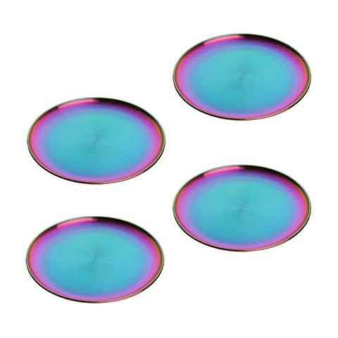 Buyer Star Edelstahl Regenbogenschalen Metall Speiseteller 22,9 cm Camping Servieren Salatteller Kinder Geschirr Set Cover