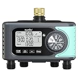 RAINPOINT Sprinkler Timer, 4 Outlets Hose Timer with Brass Inlet with Rain Delay/Manual/Automatic Controller System, Programmable Digital for Lawn Yard, 4 Zone