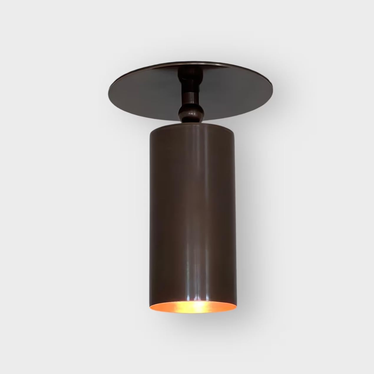 Modern Adjustable Brass Ceiling Spotlight – 180° Movable Solid Brass Cylinder Light Fixture for Accent & Task Lighting – Antique Brass Rotatable Ceiling Spot Light for Home (Brushed Chrome)