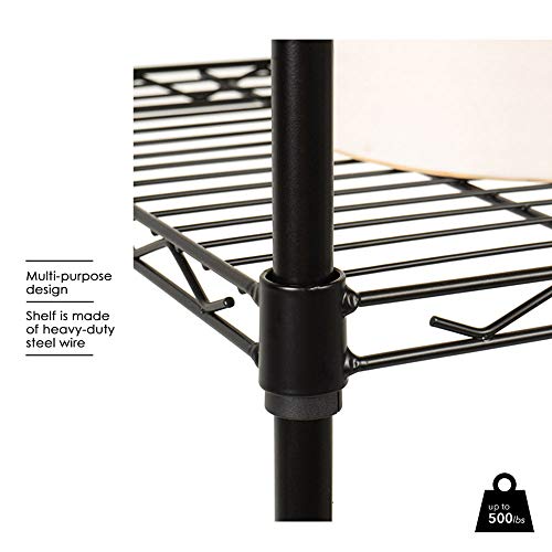 5-Wire Shelving Unit Steel Large Metal Shelf Organizer Garage Storage Shelves Heavy Duty Nsf Commercial Grade Utility Storage Metal Layer Rack For Garage Kitchen Office 14"D X 24"W X 60"H,Black #TOP3