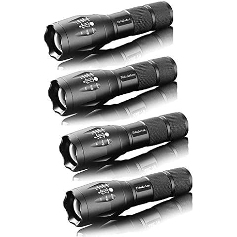 TotaLohan Military Grade 2000 Lumen 5 Mode LED Tactical Flashlight Torch for Hurricane Camping Biking Hiking Home Emergency,4 Pack Cover