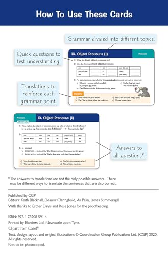 GCSE AQA German: Grammar & Translation Revision Question Cards