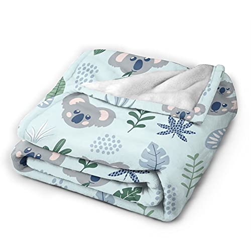 Cute Koala Flannel Blanket Air Conditioning Throw Blanket, Super Soft Lightweight Fluffy Cozy Warm Microfleece Plush Blanket For Summer Couch Bed Sofa 50"X60" #TOP1