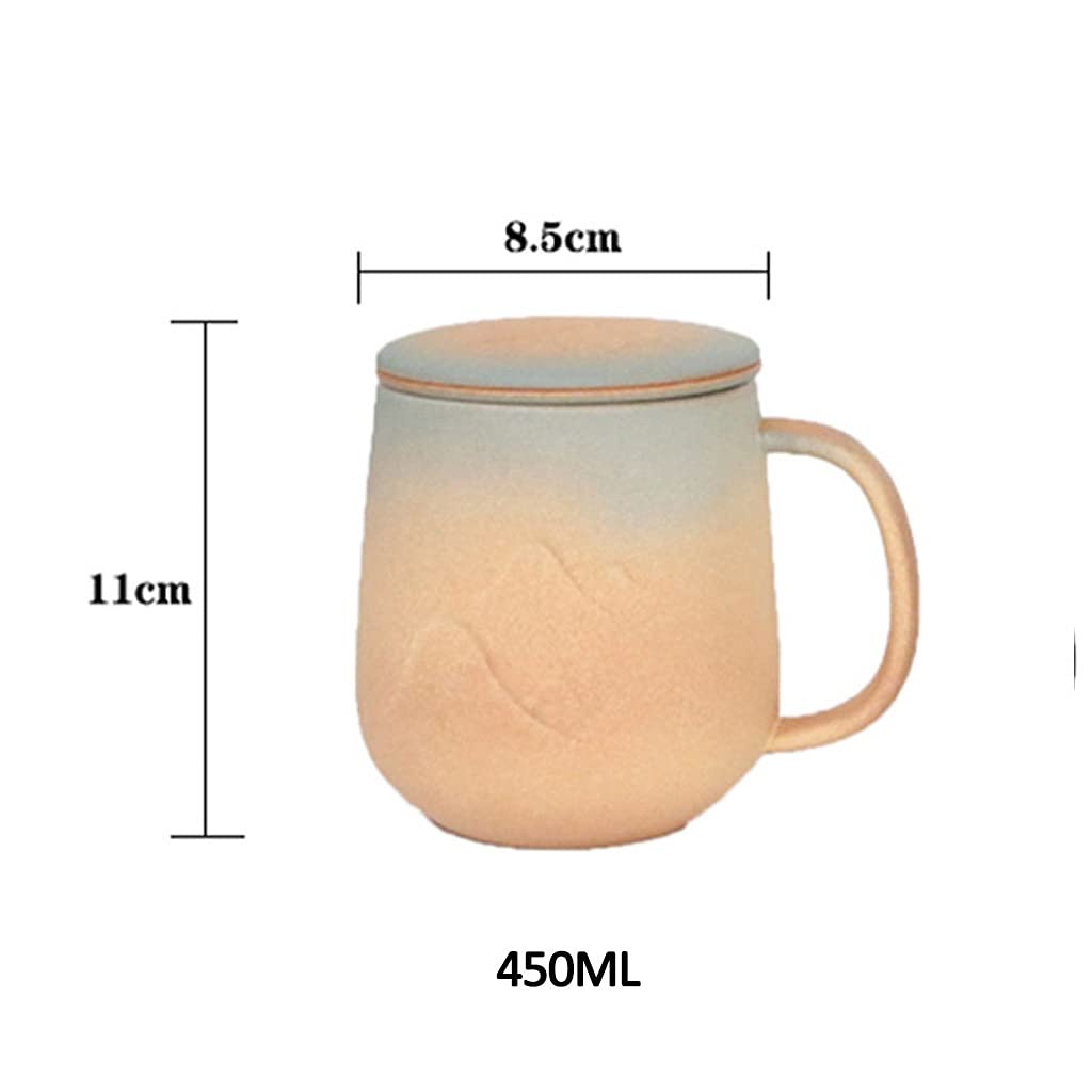 Tasse à thé en céramique avec Couvercle et Filtre, Teeware avec Filtre, Tasse De Thé en Feuille De Thé, 15 OZ / 450 ML pour Thé/Café/Lait/Femme/Bureau/À La Maison/Cadeau, Noir