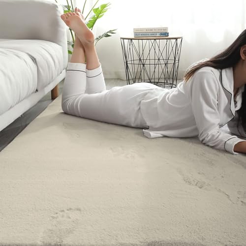 Image of Super Soft Rabbit Fur Silk Wool Carpet Thick and Washable Area Rug for Living Room and Bedroom (Dark Beige, 6 x 9 Feet)