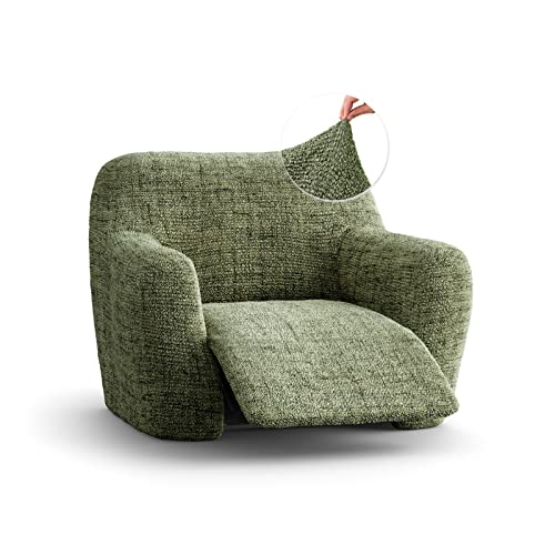 Recliner Slipcover - Recliner Chair Cover - Soft Polyester Printed Slipcovers - 1-Piece Form Fit Stretch Furniture Protector - Microfibra Print Collection - Vittoria Green (Recliner Cover) #TOP24