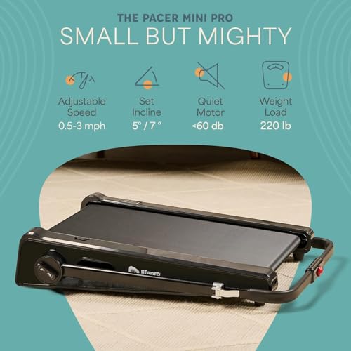 Image of LifePro PacerMini Compact Walking Pad Treadmill with Incline - Under Desk Walking Treadmill for Home Mini Apartment & Office Portable Low Profile Quiet Electric with Remote Control & LED Display