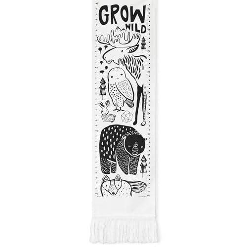Wee Gallery Canvas Growth Chart for Kids, Toddler Height Tracker Ruler, 44x13 Inches Nursery Wall Hanging Decor, Organic Cotton Growth Chart, Modern Keepsake for Home or Playroom, Nordic