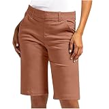 SMIDOW Bermuda Shorts for Women Trendy 2025 Casual Summer High Waisted Chino Short Straight Leg Hiking Vacation Outfits Wine high Waisted Shorts Women M