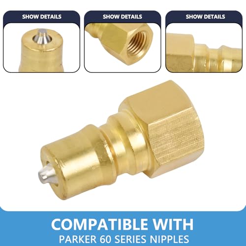 Image of Multi-Purpose Brass Hydraulic Quick Connect Nipple 1 /4 NPTF Compatible With Parker 60 Series Nipples BH2-61