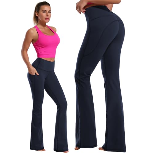 Image of BUBBLELIME Women Out Pockets High Waist Bootlegs Tummy Control Yoga Flared