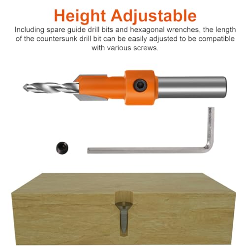 Image of Serplex 10Pcs Wood Countersink Drill Bit Set, with 5Pcs Extra Pilot Drill Bit, 5 /16 inch Round Shank, Hex Key Wrench, Counter Sinker for Woodworking, 5 Sizes 2.8X10, 3.0X10, 3.2X10, 3.5X10, 4.0X10