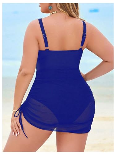 Verdusa Women's Plus Size Ruched Drawstring One Piece Swimsuit Deep V Neck Bathing Suit2