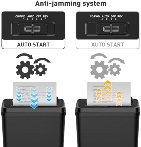 Bild 4 - Aktenvernichter, 12 Blatt Streifenschnitt Papierschredder,CD/Kreditkarten Schredder mit Überhitzungsschutz, Reißwolf,14 L Papierkorb Aktenvernichter Aufsatz für das Home Office