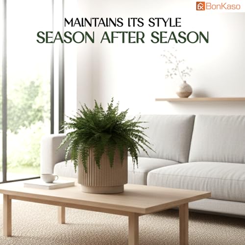 Image of Bonkaso 10 Inch Tokyo Plant Pot for Indoor & Outdoor Use | Lightweight Durable Polymer Flower Pot Gamla | UV & Weather Resistant Planter for Living Room, Balcony, Terrace & Garden (Beige)