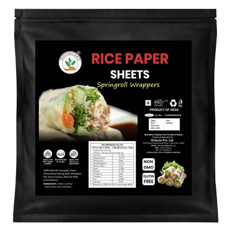 Rice Paper Sheets 400g | Gluten-Free Spring Roll Wrappers, 22cm | for Fresh Rolls, Fried Wraps, Dumplings & Vietnamese Dishes