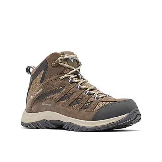 Columbia Women's Crestwood Mid Waterproof Hiking Boot, Breathable, pebble, oxygen,9.5 Regular US