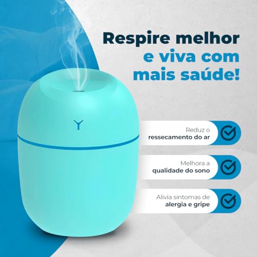 Umidificador de Ar Difusor Aromatizador de Ambiente Aromas e Óleo Essencial Portátil Ultrassonico US