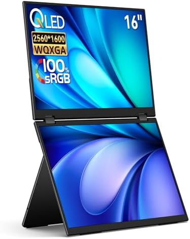 （08:30時点） EHOMEWEI デュアルモニター 16インチ QLED 2.5K 2560x1600 デュアルディスプレイ 折りたたみ ミラーリング 拡張 薄型 6mm XQ-160NW