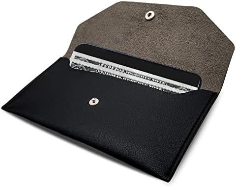 BLMHTWO Cash Envelope Wallet, Cash Envelopes for Budgeting Money Envelopes for Cash Pu Leather Cash Men and Women Envelopes for Budgeting Reusable For Cash Check Billing（Black）