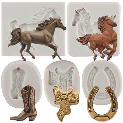 MYPRACS MY448CK MY448CK - Stampo in silicone a forma di ferro di cavallo, stampo a forma di stivale da cowboy, per decorare torte, cupcake, pasta di gomma, cioccolato, caramelle, argilla polimerica,